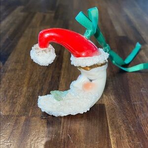 MZ Irish Dresden Santa Moon Christmas Ornament